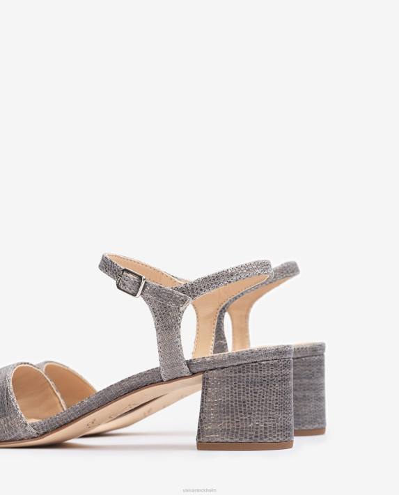 Unisa kvinnor graciös mockasandaler i metalleffekt med bred klack 06DT367