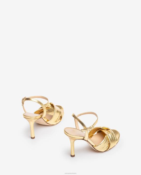 Unisa kvinnor guld crossover vamp högklackad sandal 06DT287
