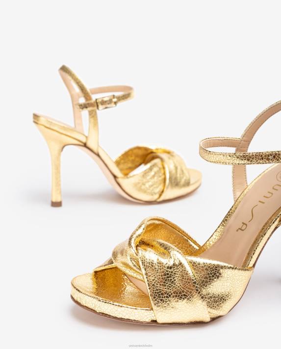 Unisa kvinnor guld crossover vamp högklackad sandal 06DT287
