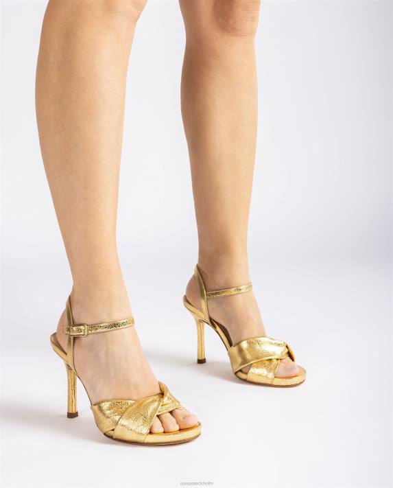 Unisa kvinnor guld crossover vamp högklackad sandal 06DT287