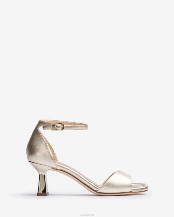 Unisa kvinnor guld geometrisk sandal i läder 06DT365
