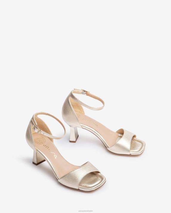 Unisa kvinnor guld geometrisk sandal i läder 06DT365