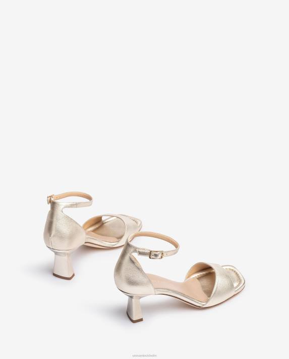 Unisa kvinnor guld geometrisk sandal i läder 06DT365