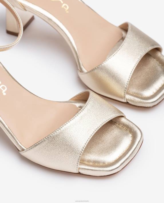 Unisa kvinnor guld geometrisk sandal i läder 06DT365