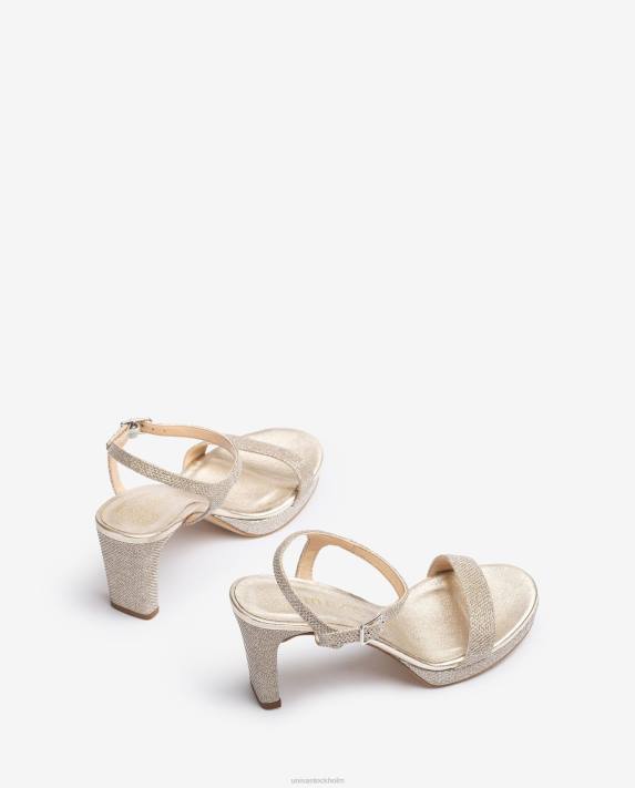 Unisa kvinnor guld sandal i glänsande tyg 06DT20