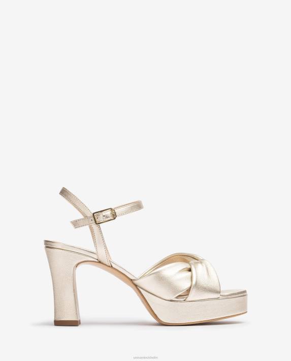 Unisa kvinnor guld sandal med breda korsband 06DT17