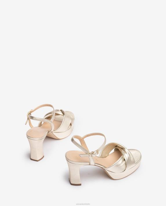 Unisa kvinnor guld sandal med breda korsband 06DT17