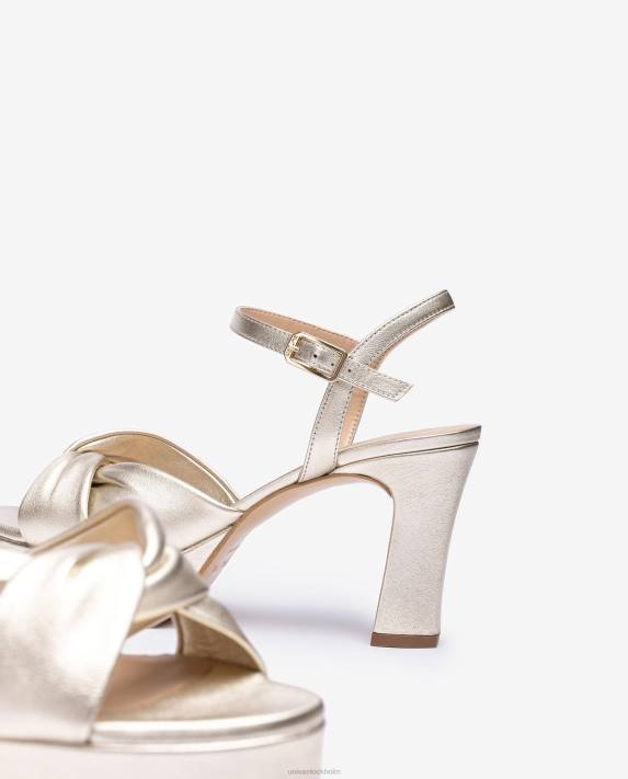 Unisa kvinnor guld sandal med breda korsband 06DT17