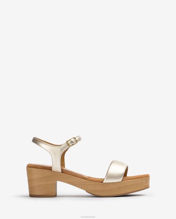 Unisa kvinnor guld sandal med låg klack 06DT133