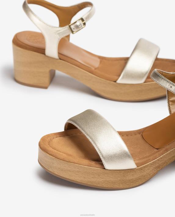 Unisa kvinnor guld sandal med låg klack 06DT133