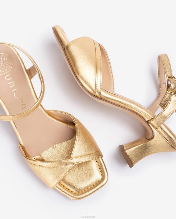 Unisa kvinnor guld smart sandal med bekväm klack 06DT183