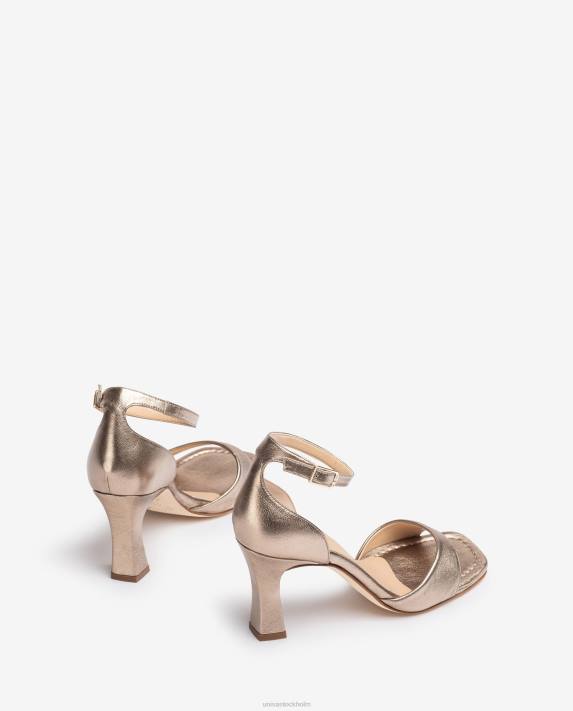 Unisa kvinnor mode d\'orsay sandal med ankelrem i metallisk effekt 06DT262