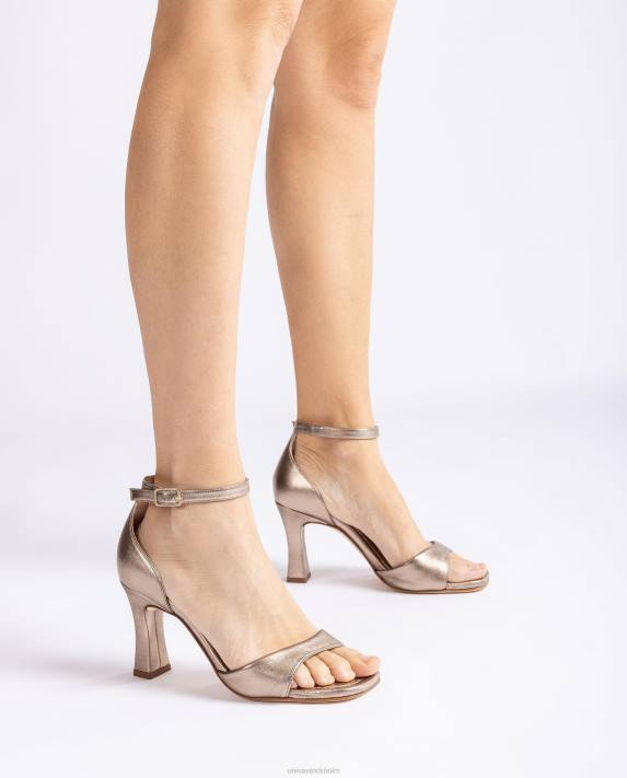 Unisa kvinnor mode d\'orsay sandal med ankelrem i metallisk effekt 06DT262