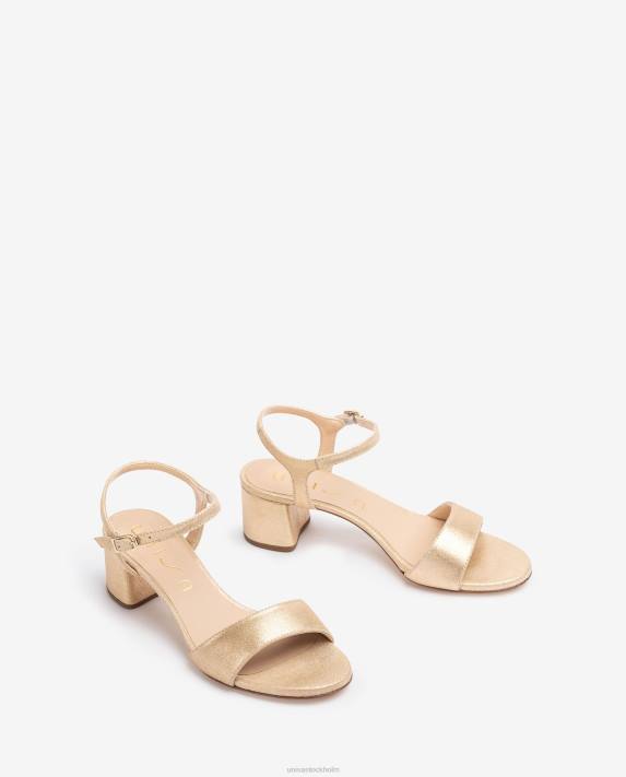 Unisa kvinnor mode mockasandaler i metalleffekt med bred klack 06DT372