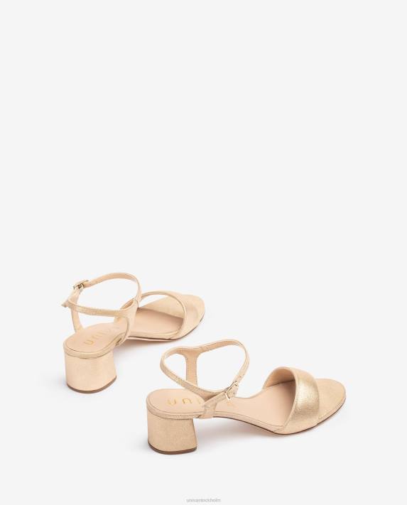 Unisa kvinnor mode mockasandaler i metalleffekt med bred klack 06DT372