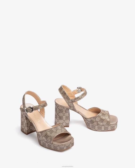 Unisa kvinnor mode sandal i glänsande tyg med bred klack 06DT225