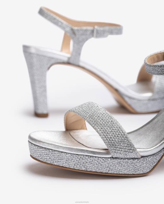 Unisa kvinnor silver sandal i glänsande tyg 06DT19