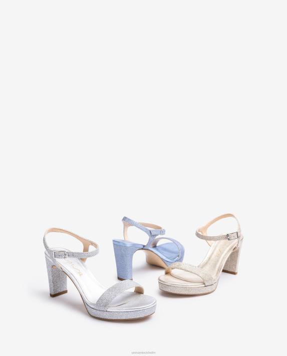 Unisa kvinnor silver sandal i glänsande tyg 06DT19