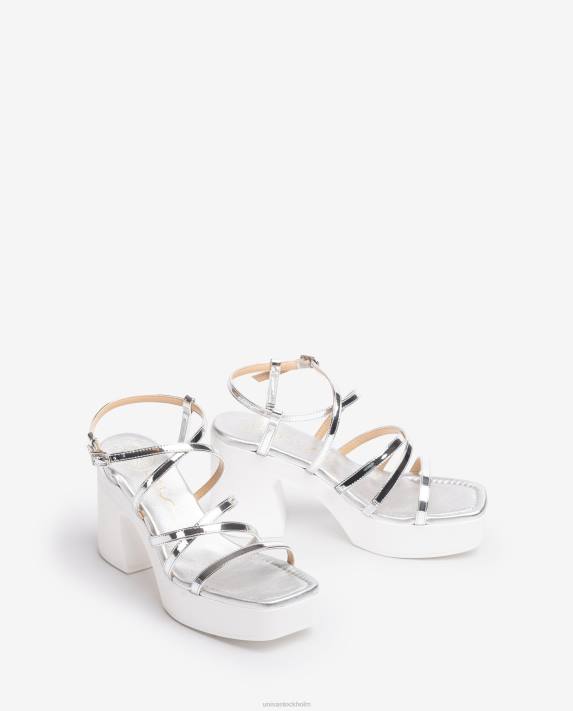 Unisa kvinnor silver sandal med blockklack och tunna remmar 06DT238