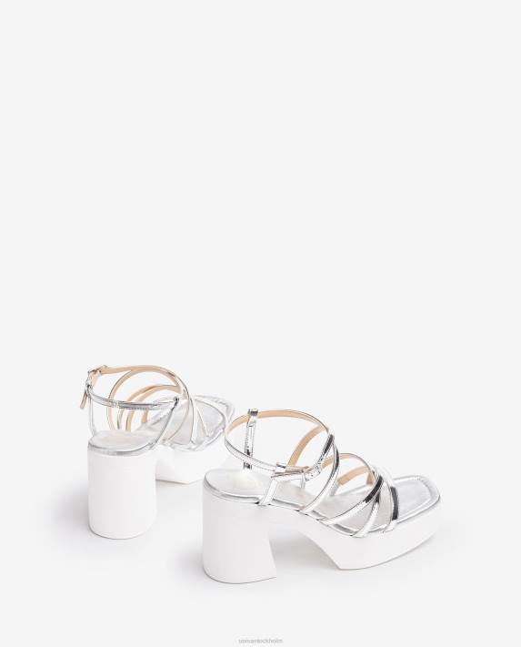 Unisa kvinnor silver sandal med blockklack och tunna remmar 06DT238