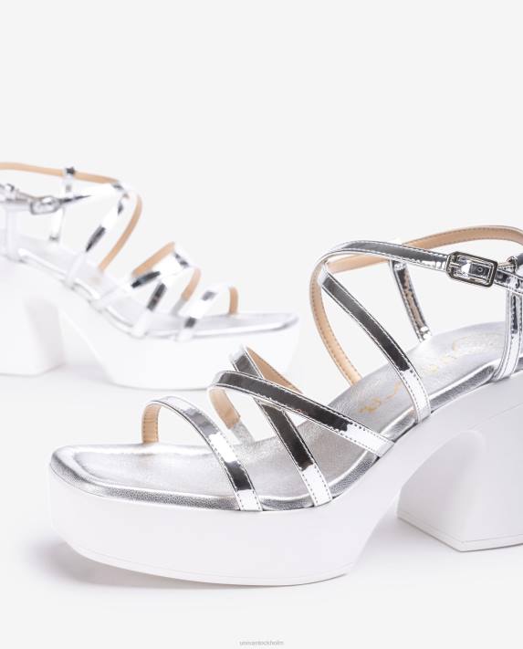 Unisa kvinnor silver sandal med blockklack och tunna remmar 06DT238