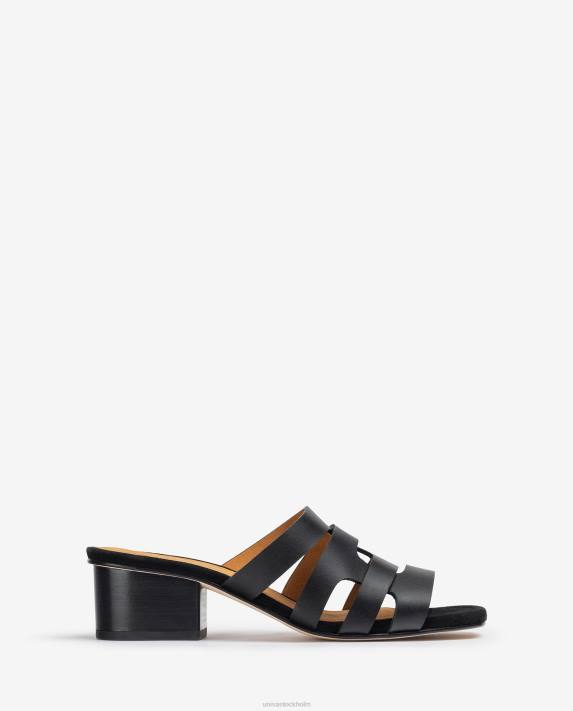 Unisa kvinnor svart bred vampsandal med dekorativa perforeringar 06DT303