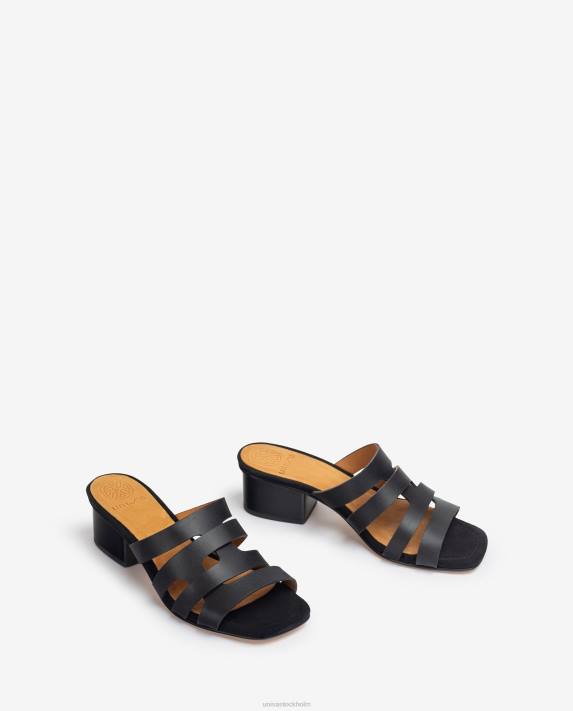 Unisa kvinnor svart bred vampsandal med dekorativa perforeringar 06DT303