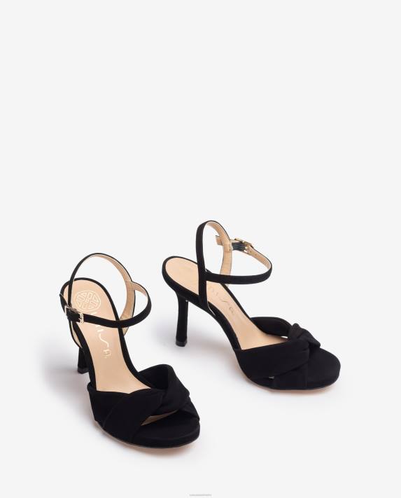 Unisa kvinnor svart crossover vamp högklackad sandal 06DT289