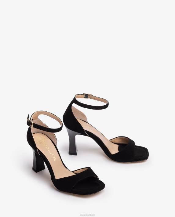 Unisa kvinnor svart mocka d\'orsay sandal med ankelband 06DT260