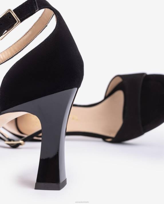 Unisa kvinnor svart mocka d\'orsay sandal med ankelband 06DT260