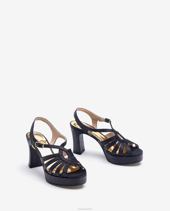 Unisa kvinnor svart sandal gjord i raffia 06DT1310