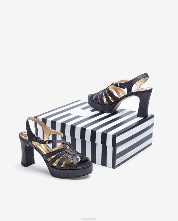 Unisa kvinnor svart sandal gjord i raffia 06DT1310