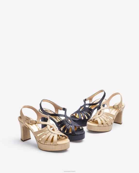 Unisa kvinnor svart sandal gjord i raffia 06DT1310