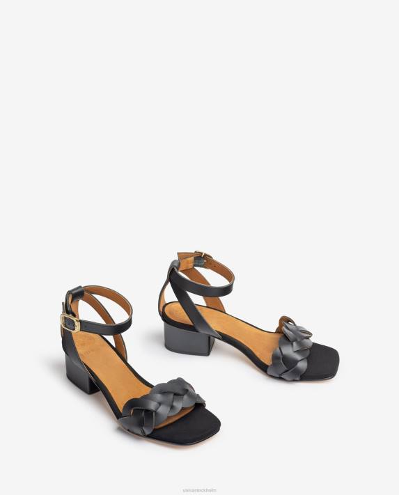 Unisa kvinnor svart sandal med dekorativa perforeringar på vampen 06DT305