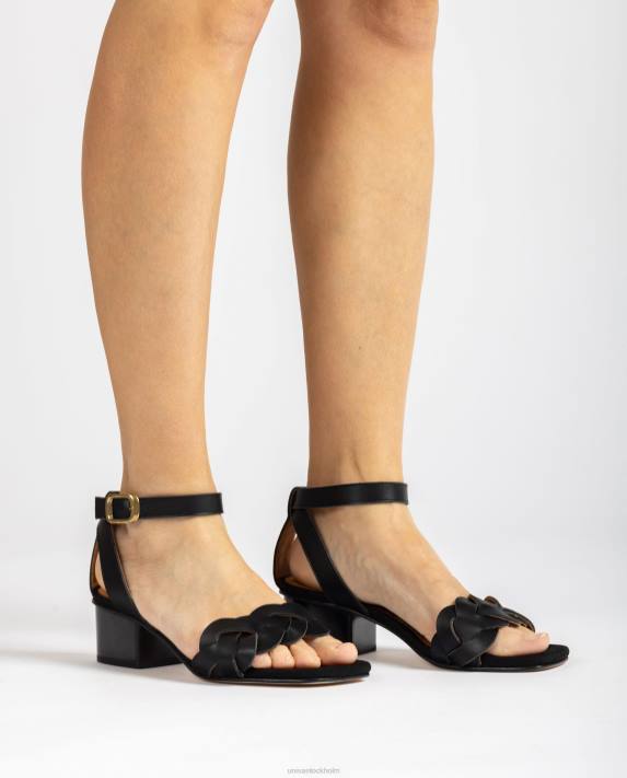 Unisa kvinnor svart sandal med dekorativa perforeringar på vampen 06DT305