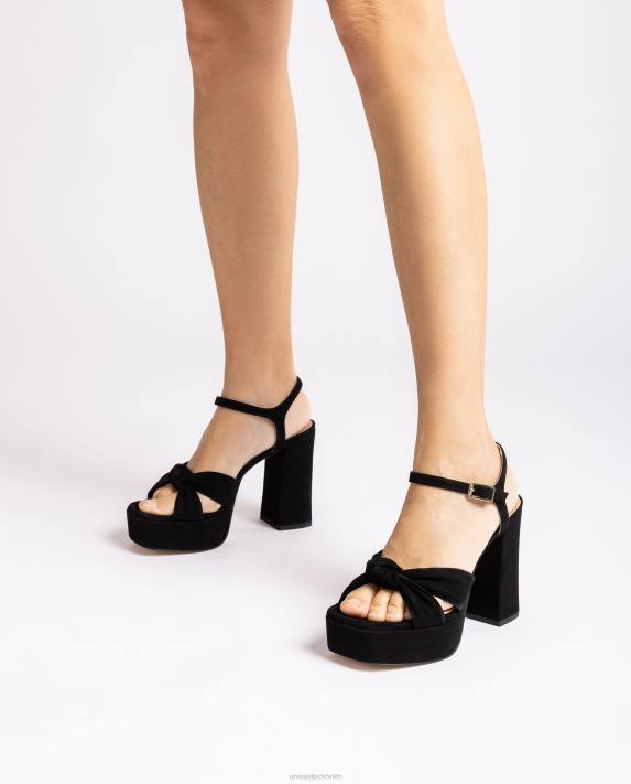 Unisa kvinnor svart sandal med fyrkantig tå med knut framtill 06DT52