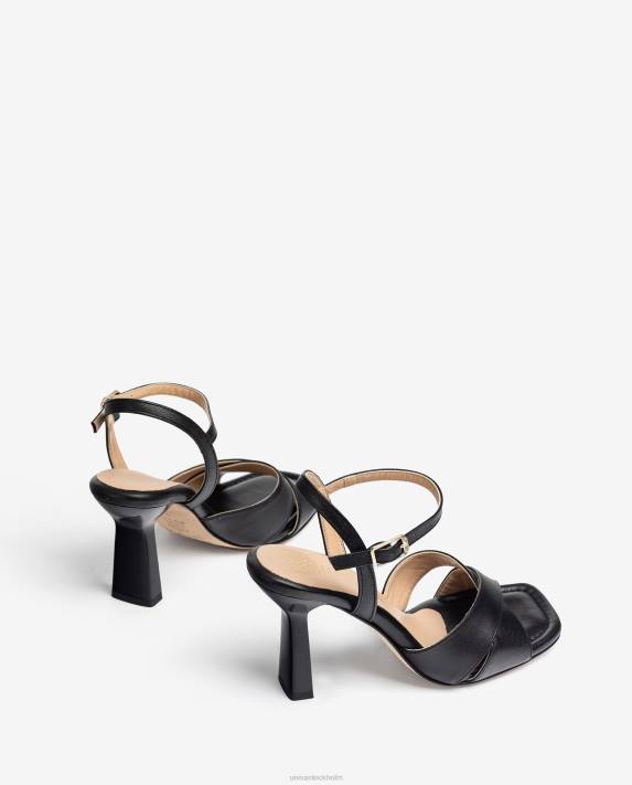 Unisa kvinnor svart sandaler med korsade läderband 06DT338