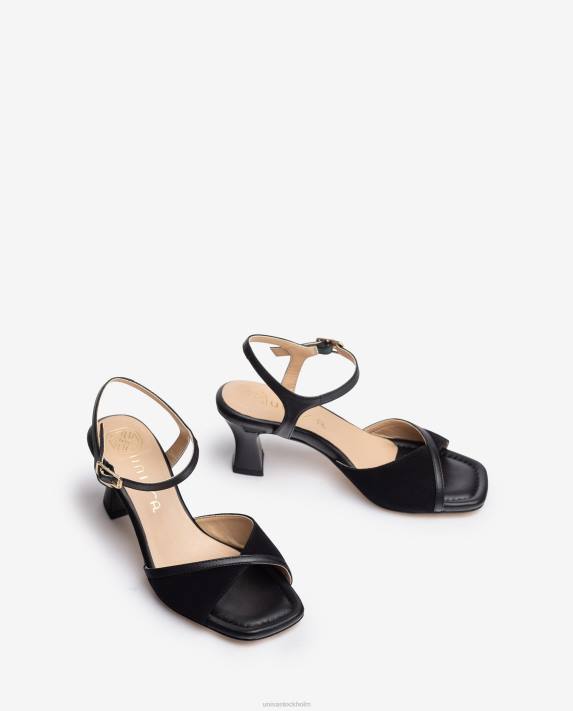 Unisa kvinnor svart smart sandal med bekväm klack 06DT185