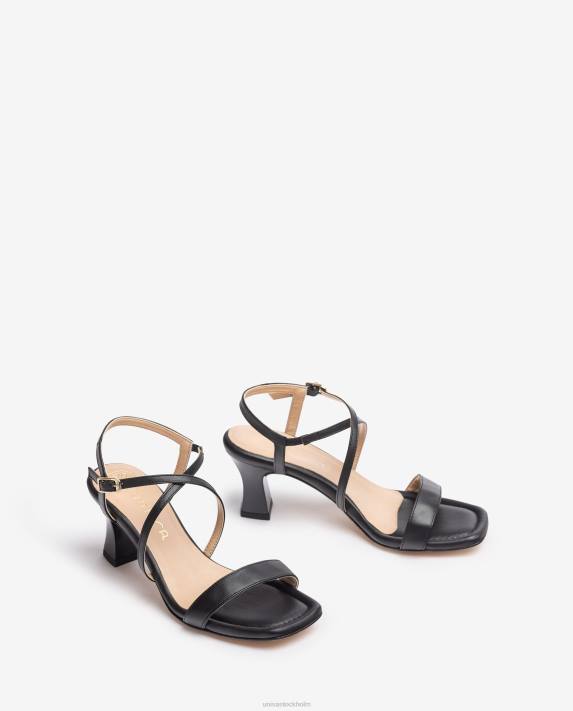 Unisa kvinnor svart smart sandal med fyrkantig tå 06DT181