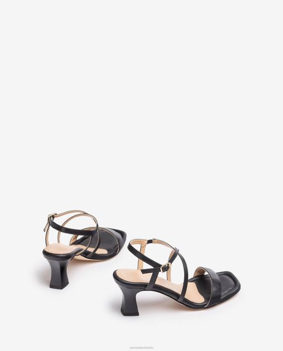 Unisa kvinnor svart smart sandal med fyrkantig tå 06DT181