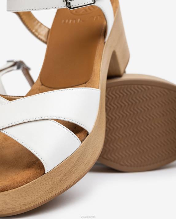 Unisa kvinnor vit medelhög klack lädersandal 06DT406