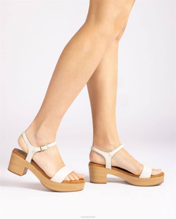 Unisa kvinnor vit sandal med låg klack 06DT135