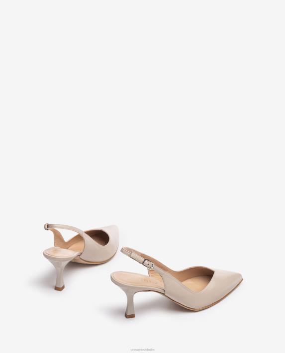 Unisa kvinnor beige d\'orsay ankelrem sling back sko med målad häl 06DT531