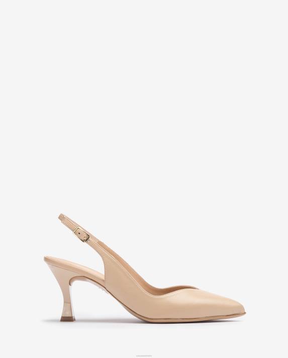 Unisa kvinnor beige d'orsay ankelrem sling back sko med målad häl 06DT532