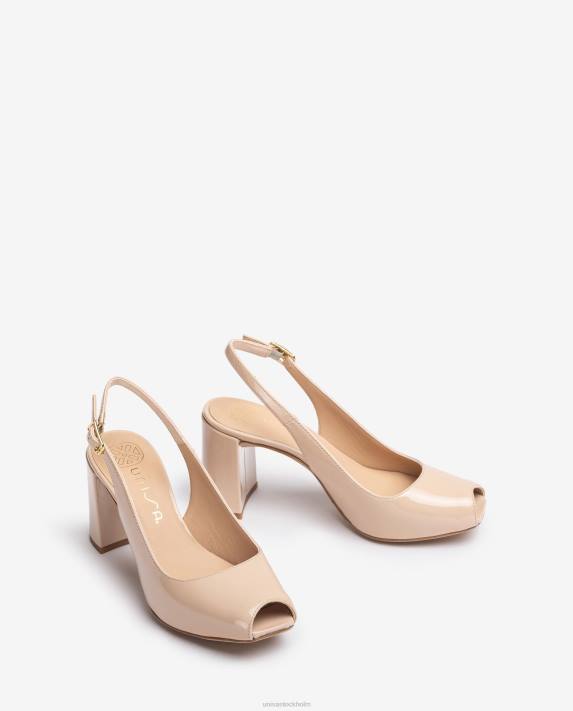 Unisa kvinnor beige fyrkantig peep toe sling tillbaka 06DT523