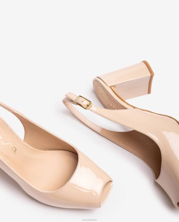 Unisa kvinnor beige fyrkantig peep toe sling tillbaka 06DT523