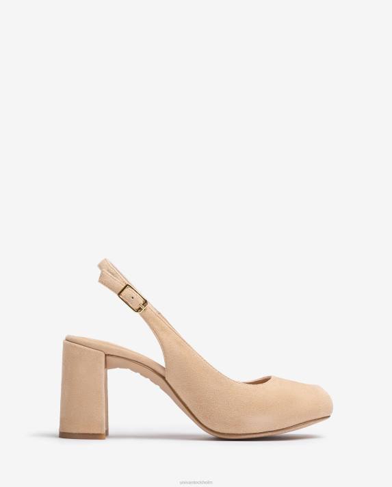 Unisa kvinnor beige fyrkantig peep toe sling tillbaka 06DT527