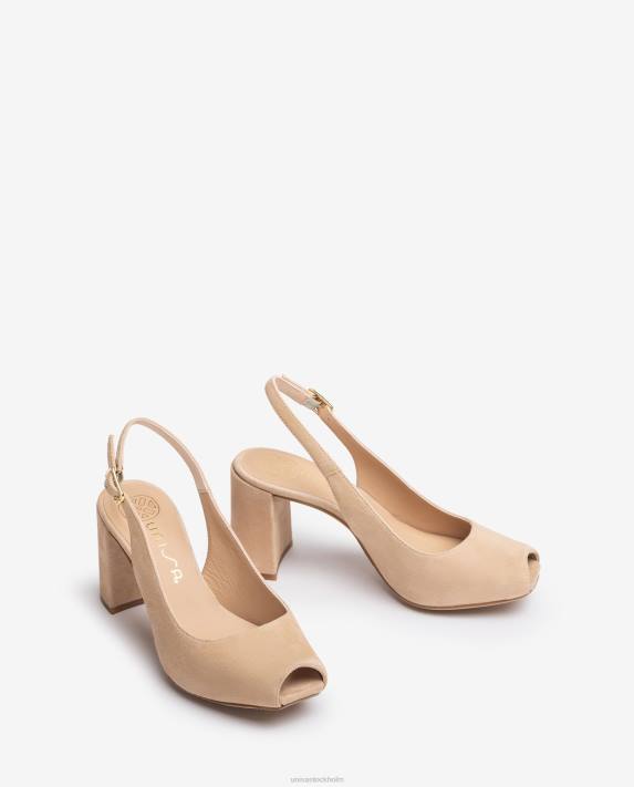 Unisa kvinnor beige fyrkantig peep toe sling tillbaka 06DT527