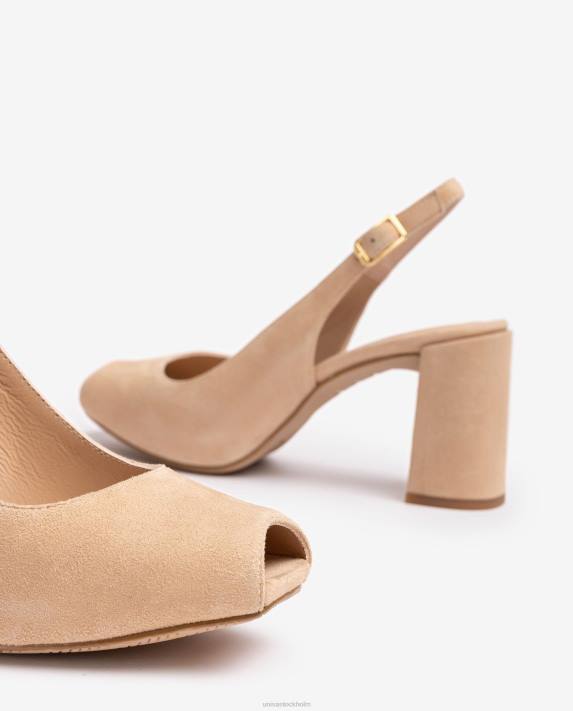 Unisa kvinnor beige fyrkantig peep toe sling tillbaka 06DT527