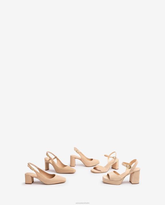 Unisa kvinnor beige fyrkantig peep toe sling tillbaka 06DT527
